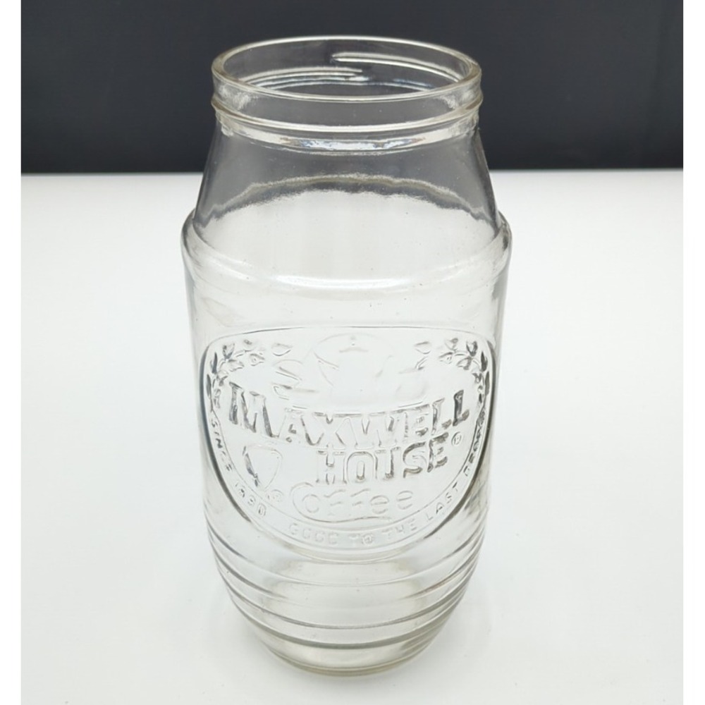 Vtg Anchor Hocking Maxwell House Coffee Glass Jar‎ Good To The last Drop No Lid